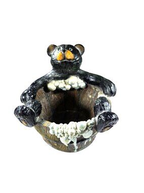 Bear Soap Dish Planter Trinket Holder Bath Rustic anthropomorphic Barrel